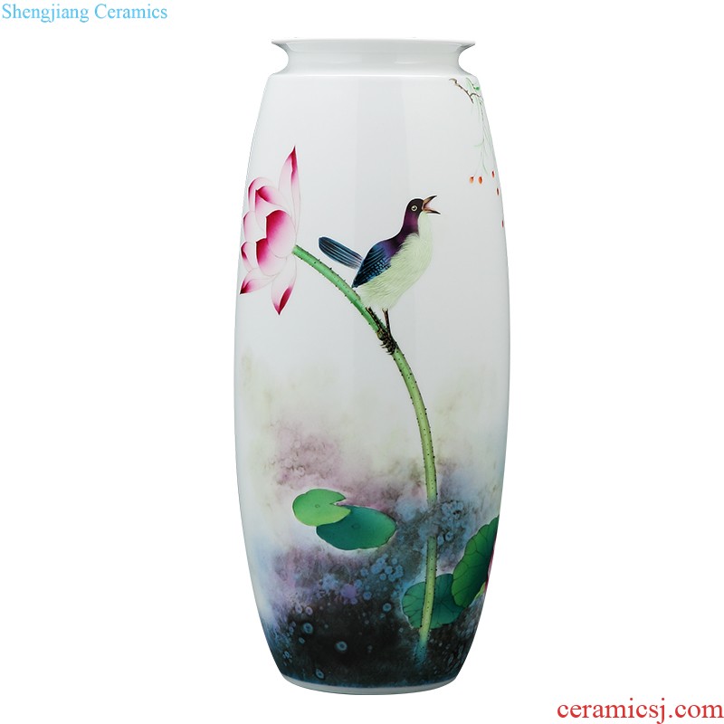 Jingdezhen ceramic vase landed large plum bottle hand-painted scenery surd sitting room place hotel decoration