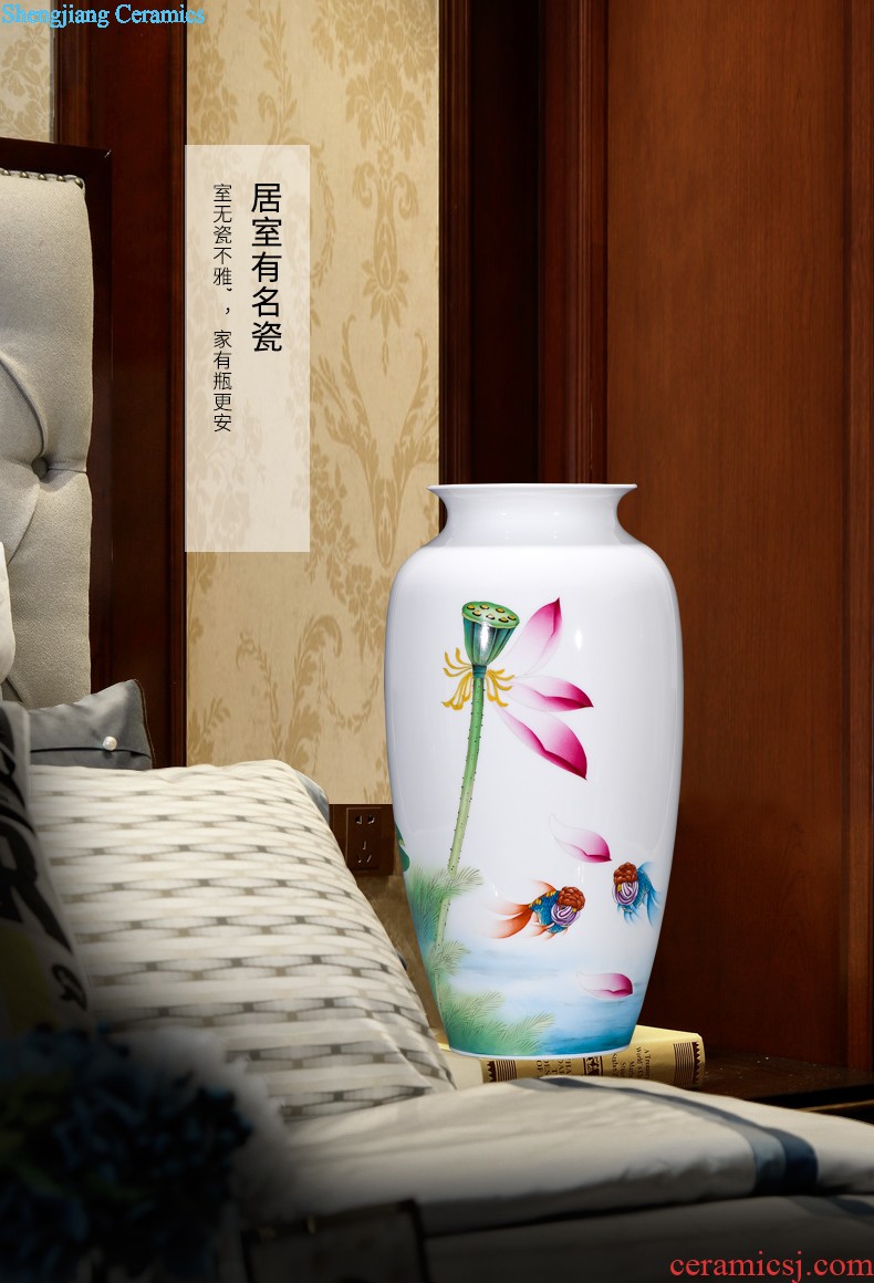 Jingdezhen ceramic porcelain antique blue and white porcelain vase colorful Chinese style home sitting room adornment rich ancient frame furnishing articles