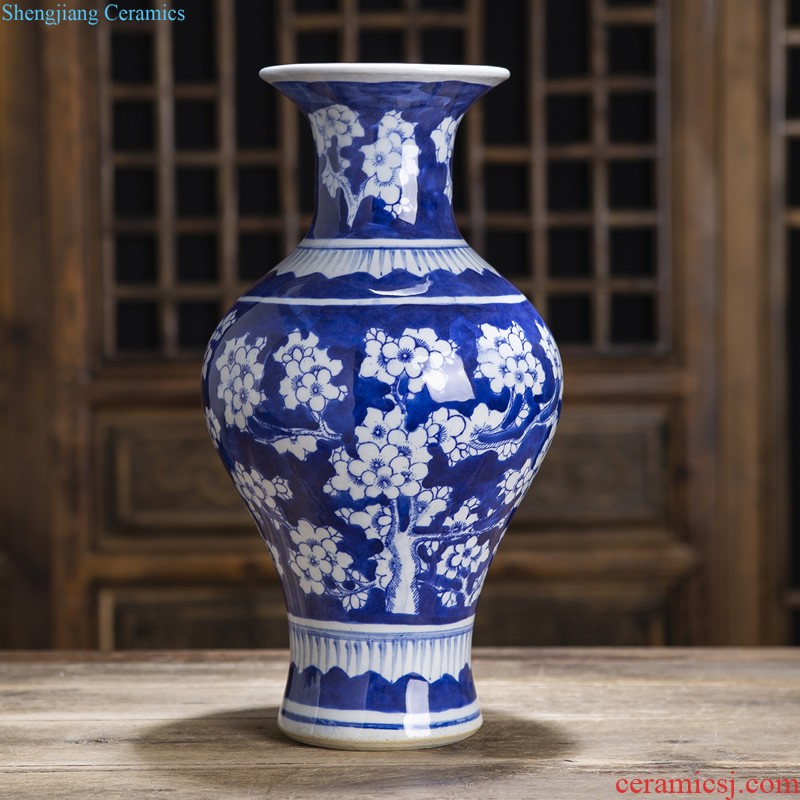 Jingdezhen ceramics Shadow blue glaze antique vase Chinese style restoring ancient ways is the sitting room porch decoration handicraft furnishing articles