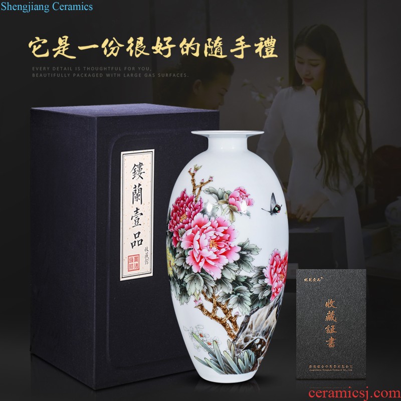 Jingdezhen ceramics hand-painted flower vase new sitting room porch TV ark decoration of Chinese style household furnishing articles furnishing articles