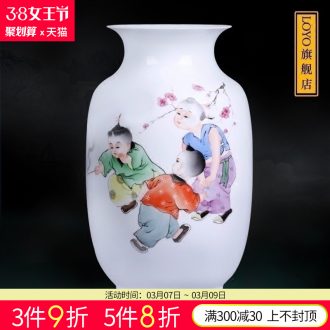 Jingdezhen ceramic Lrene hand-painted a heron of blue and white porcelain lotus vase flowers Vogue to live in the sitting room furnishing articles