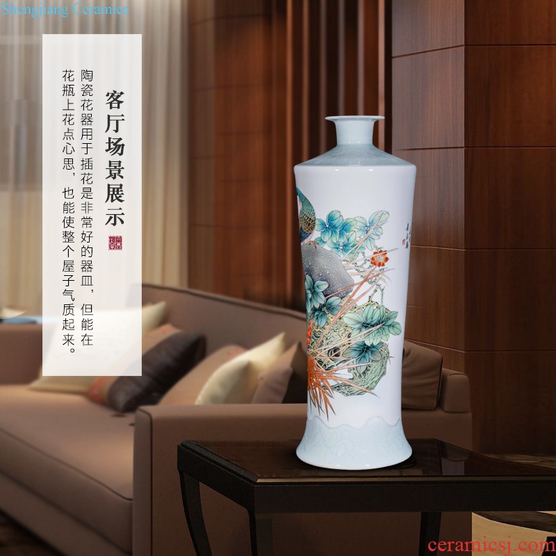 Jingdezhen ceramics hand-painted pastel of large vases, new Chinese style living room TV cabinet decoration collection furnishing articles