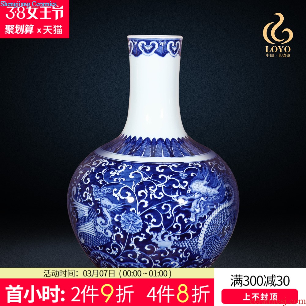 Jingdezhen ceramic vases, flower arranging large decorative hand-painted flowers and birds barrels of new Chinese style living room handicraft furnishing articles