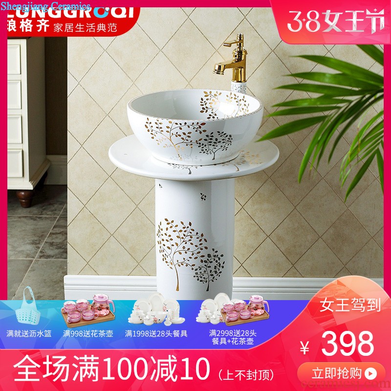 Ceramic floor pillar type lavatory small toilet lavabo balcony one basin art basin of the post