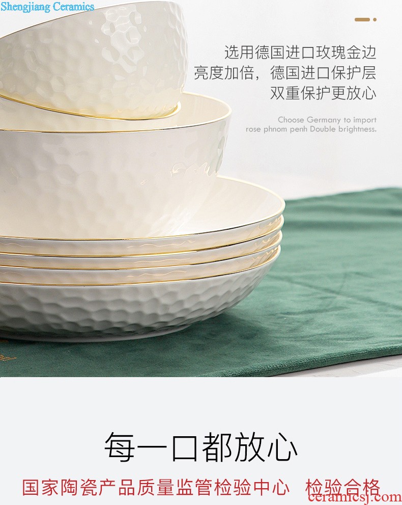 inky Jingdezhen blue and white porcelain ceramic tableware bowls of bone plate dishes suit Chinese gifts kai