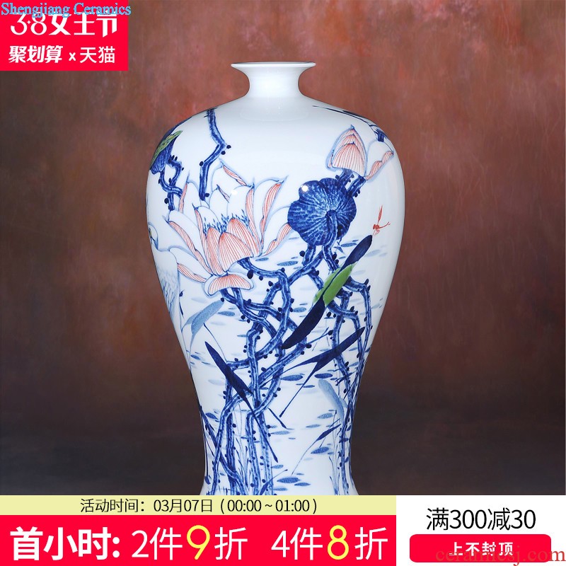 Jingdezhen ceramics hand-painted vases, Chinese style living room TV ark place flower arranging spring brightness household act the role ofing is tasted