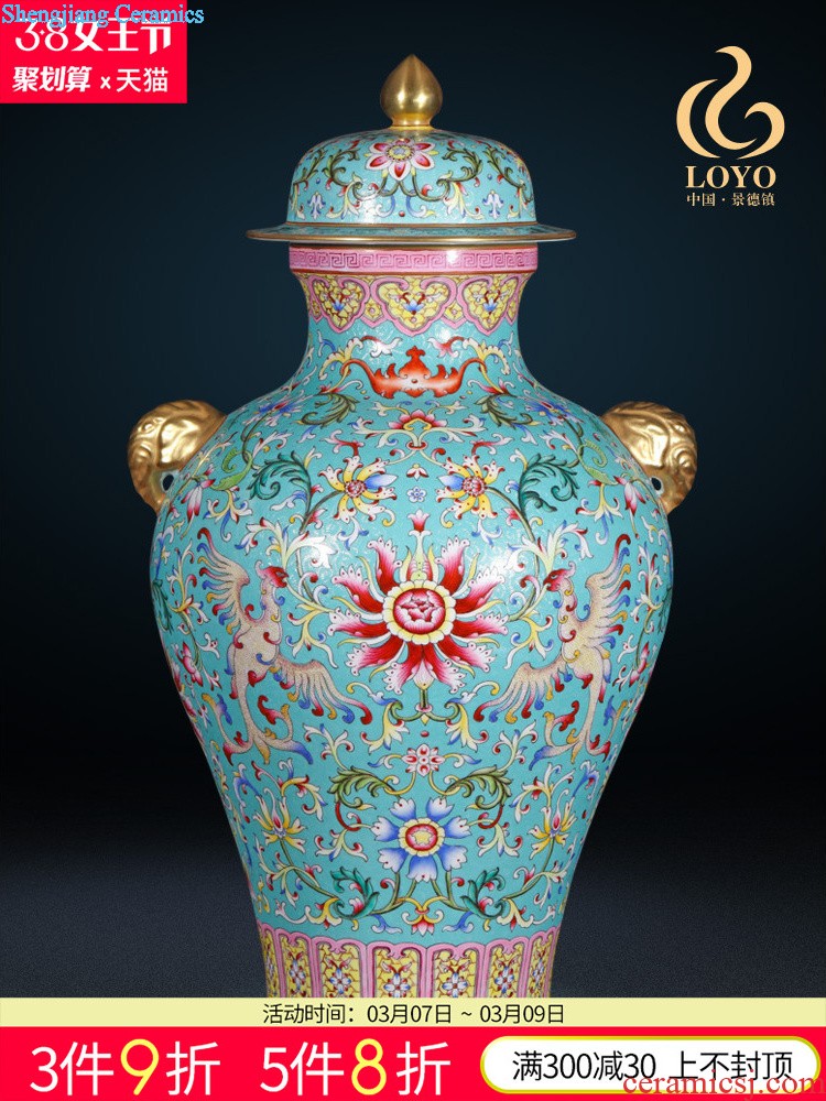 Jingdezhen ceramics vase imitation qing qianlong enamel paint life of binaural statue of Chinese style household furnishing articles offered the dragon king