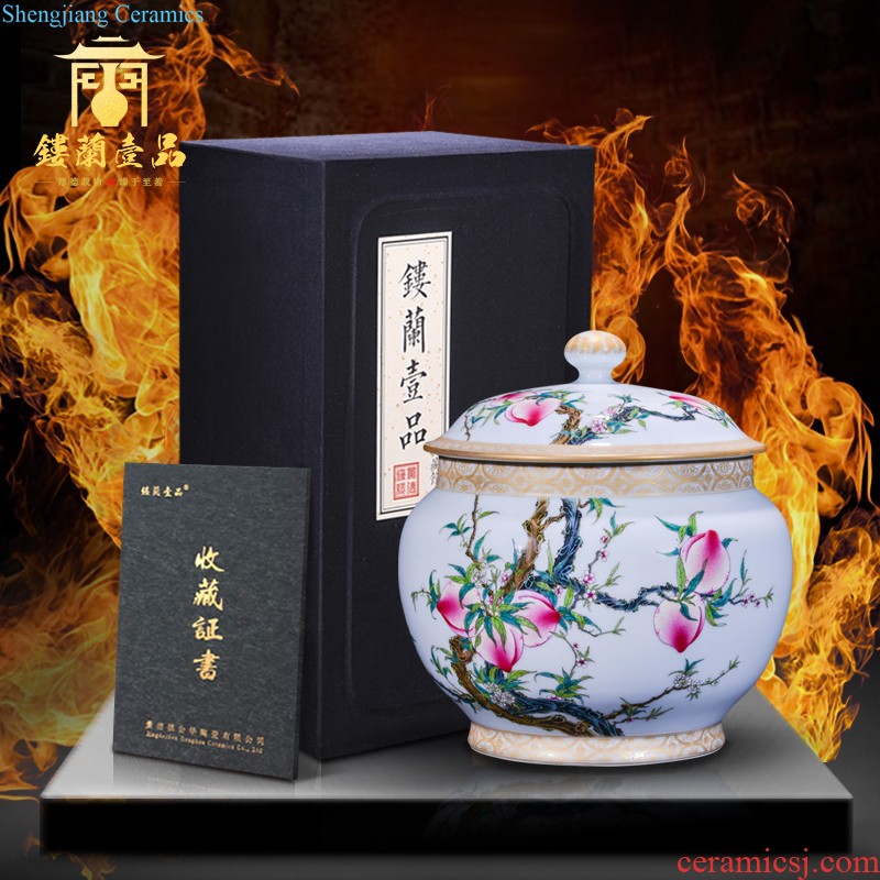 Hand-painted jingdezhen ceramics powder enamel vase peony flower arranging rich ancient frame of new Chinese style household furnishing articles sitting room collection