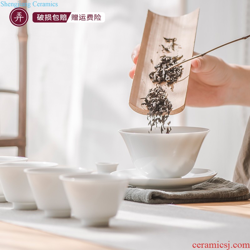 Ceramic tea set suit household contracted and contemporary Chinese tea, kungfu tea sets tea cup gift cups