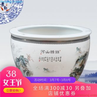 108 jingdezhen ceramic aquarium small goldfish turtle cylinder water lily bowl lotus basin writing brush washer fish basin, shallow water