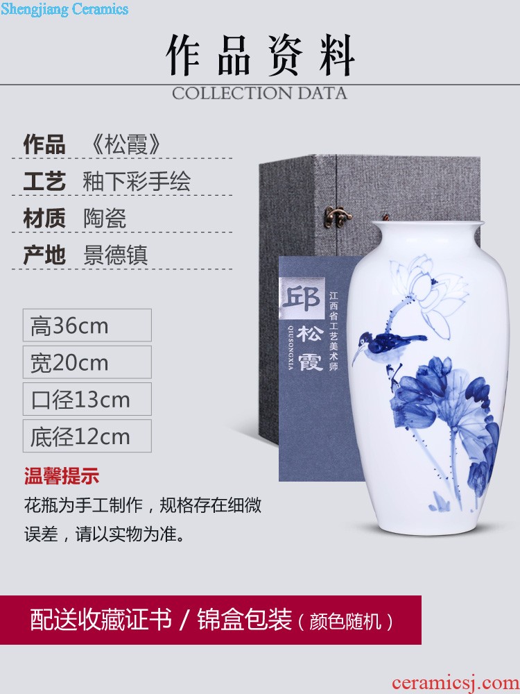 Package mail jingdezhen ceramic floret bottle of flower Hand painted blue and white porcelain lotus flower home sitting room adornment is placed