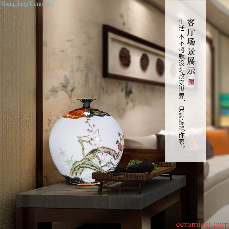 High-quality goods of jingdezhen ceramics hui-ming wu hand-painted heavy doors of new Chinese style household decoration vase furnishing articles