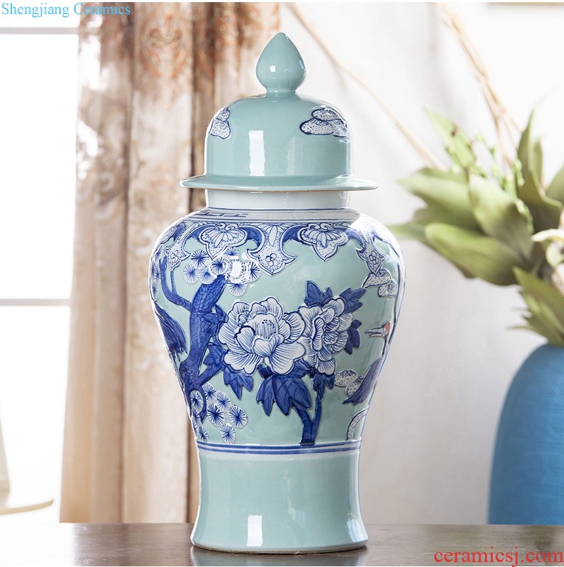 Jingdezhen ceramic hand-painted quiver vase Chinese painting and calligraphy cylinder scroll cylinder sitting room ground adornment is placed the study