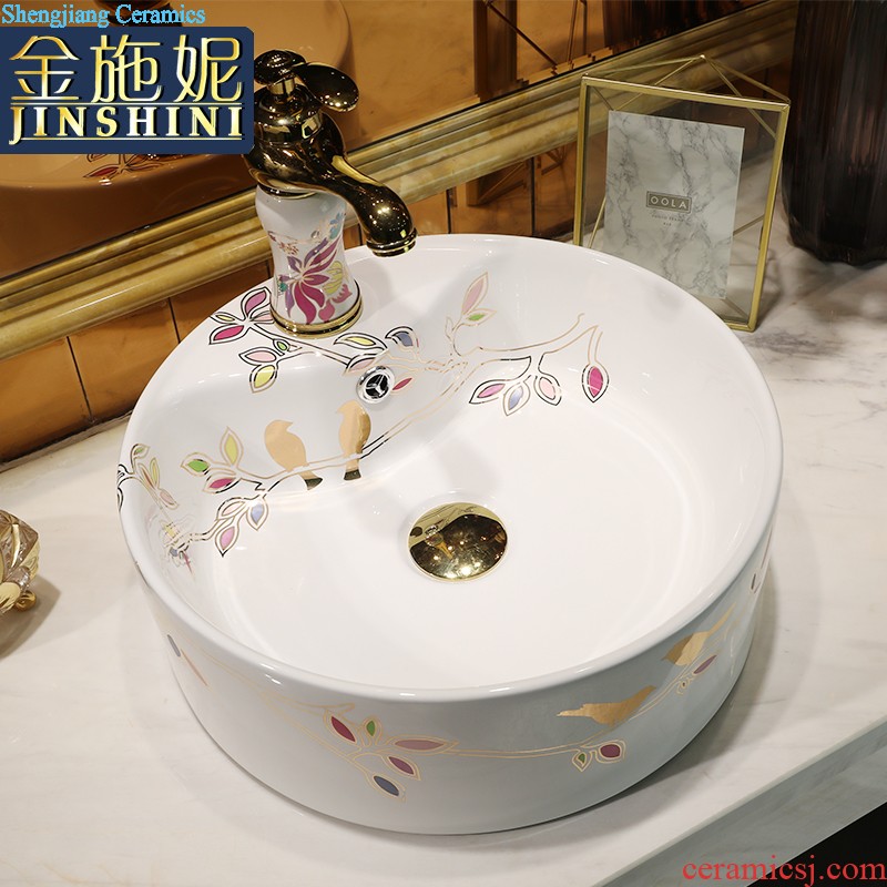 Ceramic art on the stage basin sink restoring ancient ways round the small family household toilet small creative wash basin