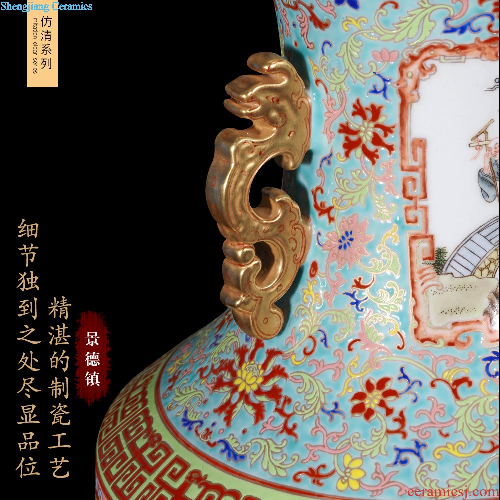 Jingdezhen ceramics furnishing articles imitation qing qianlong pastel bound branch grain ears gourd vases, Chinese style household decorations