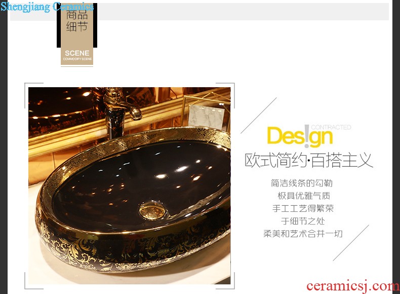 European style bathroom ceramic art basin washing a face blue square creative art stage basin sink new Chinese style