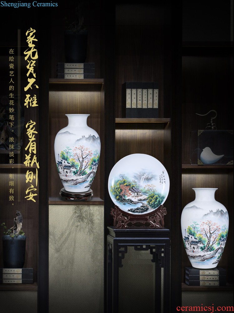 Jingdezhen chinaware decorative sit hang dish plate blooming flowers home sitting room adornment desktop furnishing articles