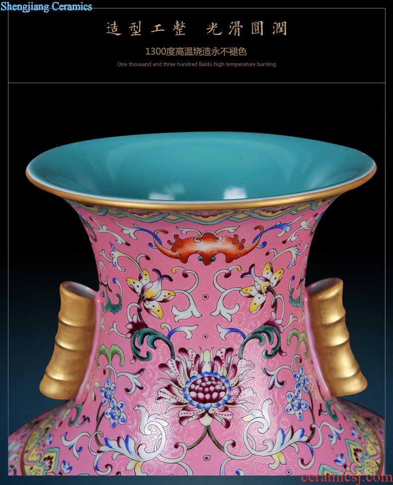 Jingdezhen ceramics powder enamel archaize tong qu wooden stick vases, flower arranging Chinese style classical home furnishing articles