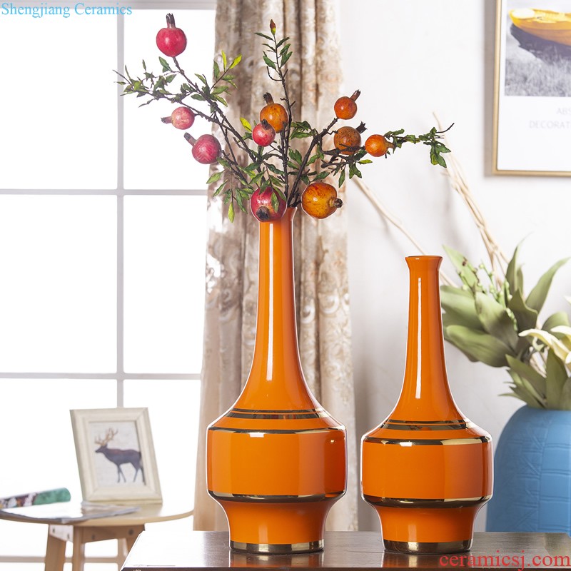 Jingdezhen ceramic orange ball vase furnishing articles Nordic hall table dry flower arranging flowers adornment flowers creative decorations