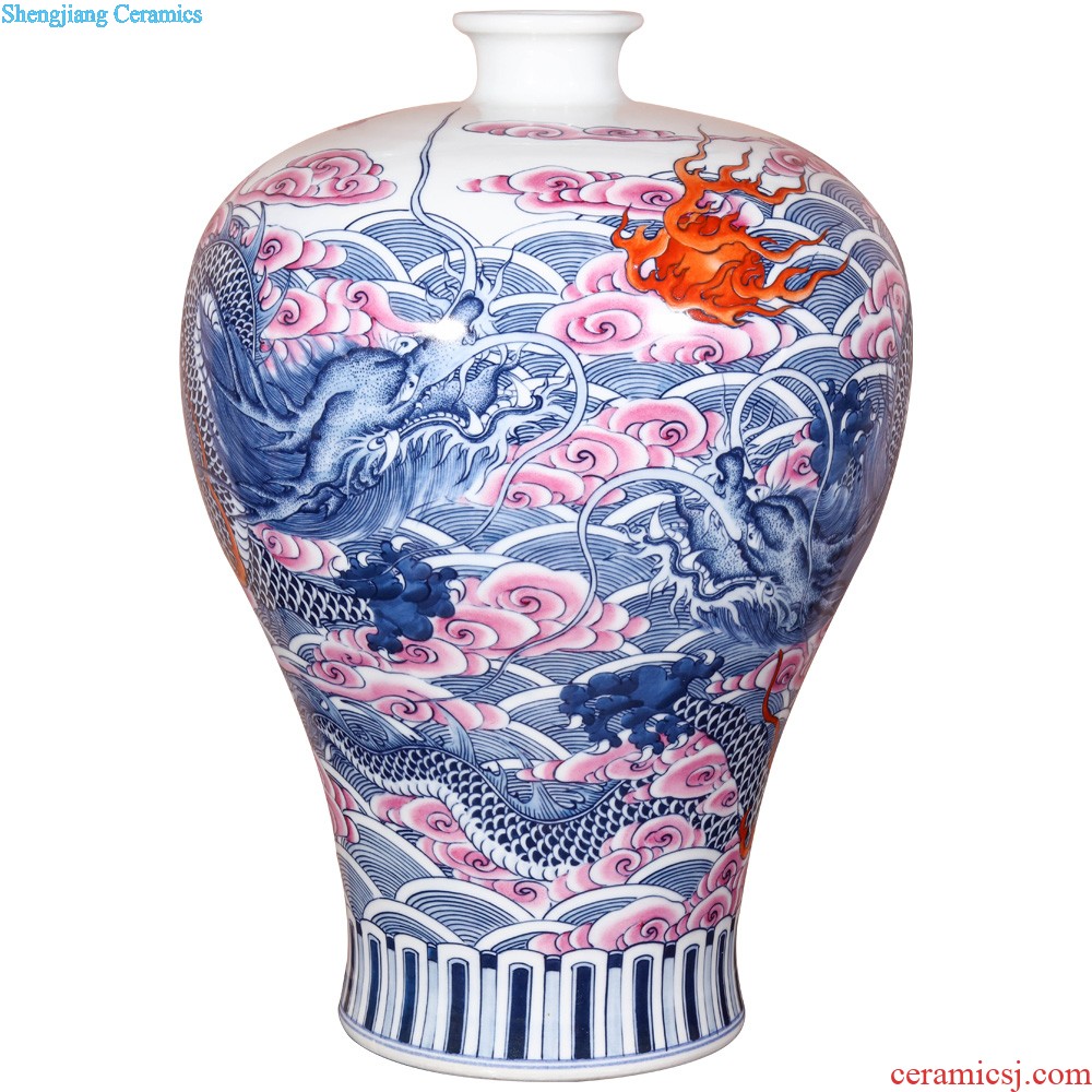 Jingdezhen ceramics vase furnishing articles imitation qing qianlong ji blue paint gall bladder Chinese style household decorative arts and crafts