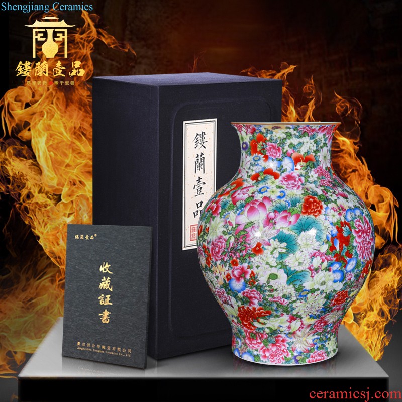 Jingdezhen ceramics hand-painted pastel large vases, new Chinese style living room sofa TV ark home furnishing articles