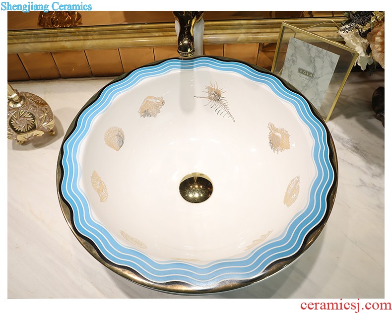 Art stage basin sink ceramic toilet lavatory ink elliptical wash gargle basin household balcony