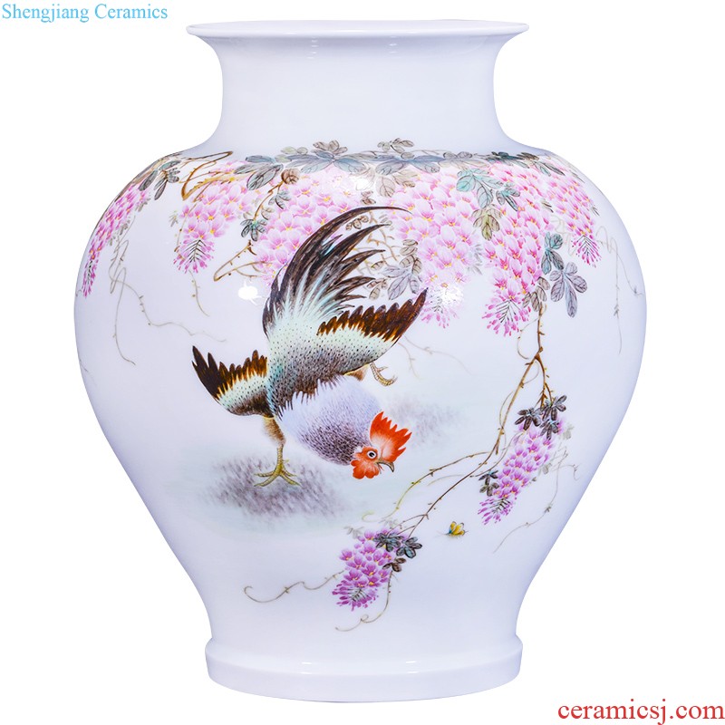 Jingdezhen ceramic antique yongzheng alum red paint Chinese modern floret bottle of decorative home furnishing articles collection, Kowloon