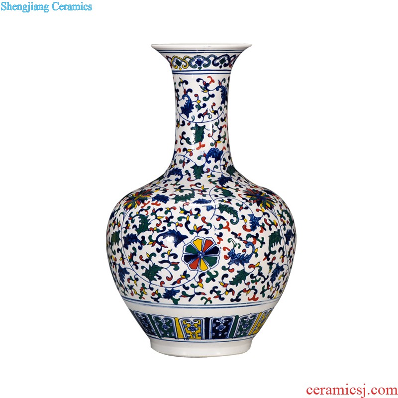 Jingdezhen ceramics large sitting room pastel landscapes of large vases, antique Chinese style household decorative furnishing articles