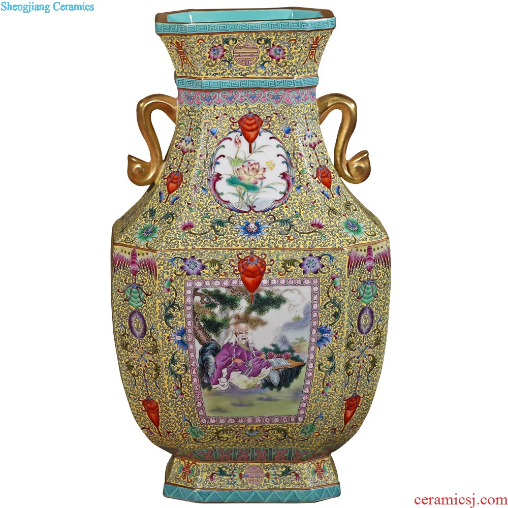 Jingdezhen ceramics imitation qing qianlong pastel blue land gourd vases, sitting room of Chinese style household decorative furnishing articles