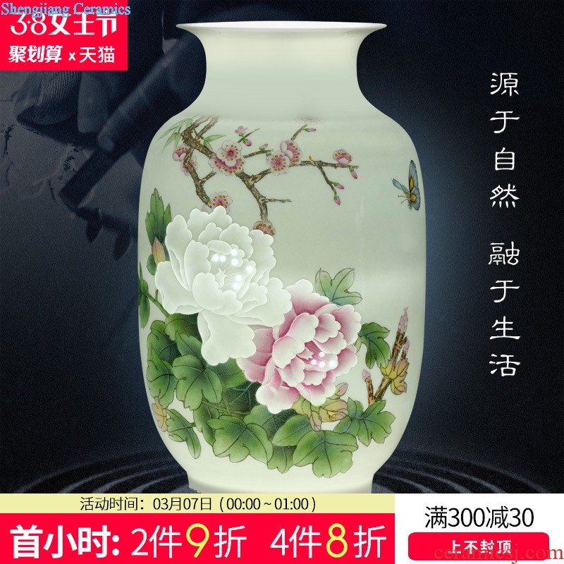 Jingdezhen ceramics from hand-painted vases, flower arrangement New Chinese style home sitting room adornment zen furnishing articles of handicraft