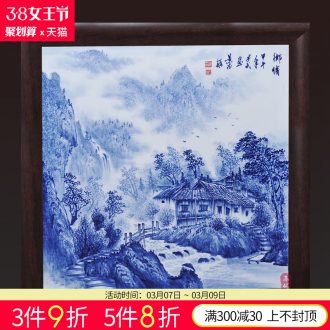 Jingdezhen ceramics Adornment Liu Shu Wu Qinghua guest-greeting pine porcelain plate painting murals Household handicraft furnishing articles