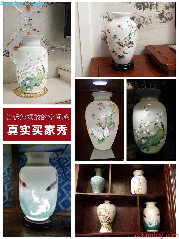 Jingdezhen landing a large vase ceramics New Chinese style household flower arrangement sitting room adornment TV ark furnishing articles