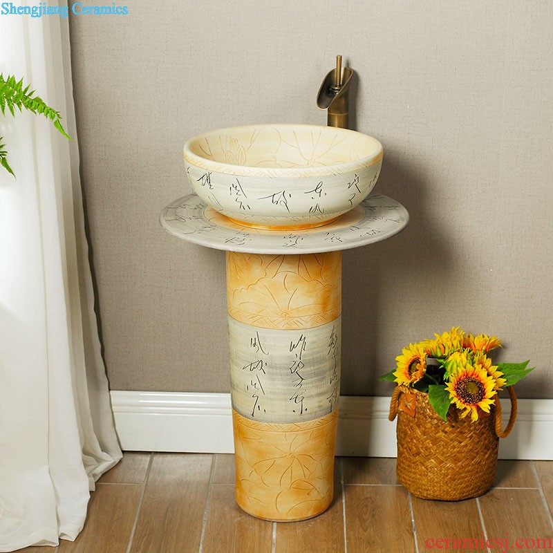 Koh larn qi ceramic column basin sink console art to a whole basin bathroom pillar type lavatory