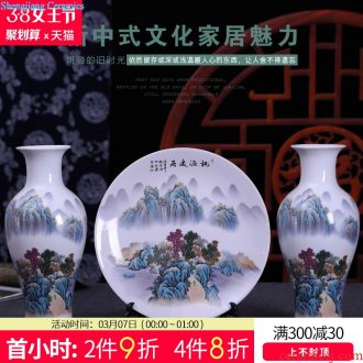 Jingdezhen ceramics vase hand-painted Pine crane flower arranging new Chinese style living room decoration crafts porch place