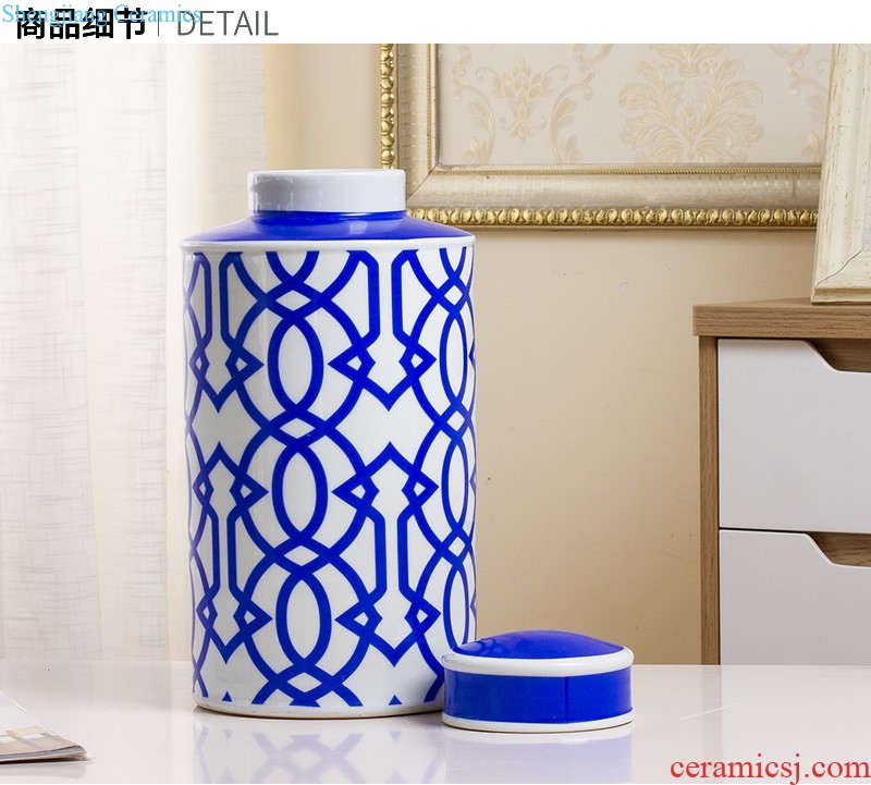 New classical porcelain pot decorative furnishing articles of Chinese blue and white living room TV cabinet vase wine home decoration