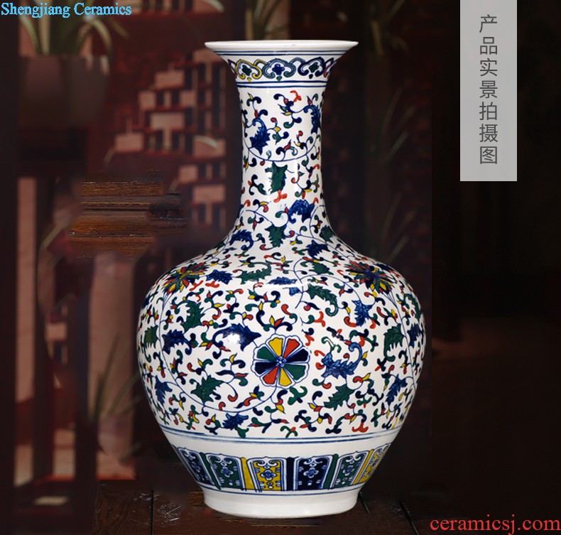 Jingdezhen ceramics large sitting room pastel landscapes of large vases, antique Chinese style household decorative furnishing articles