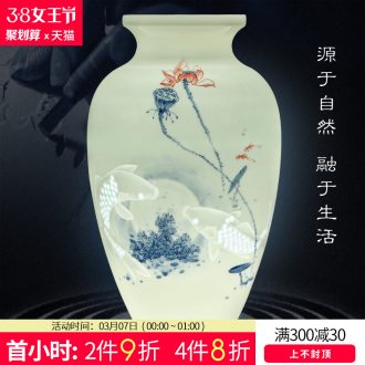 Jingdezhen ceramics vase antique blue and white landscape flower arranging, rich ancient frame sitting room adornment of Chinese style household furnishing articles