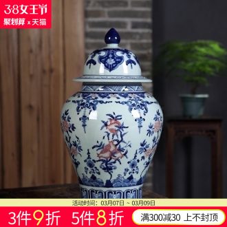 Jingdezhen ceramics antique landscape general pot of blue and white porcelain vase sitting room porch decoration of Chinese style household furnishing articles