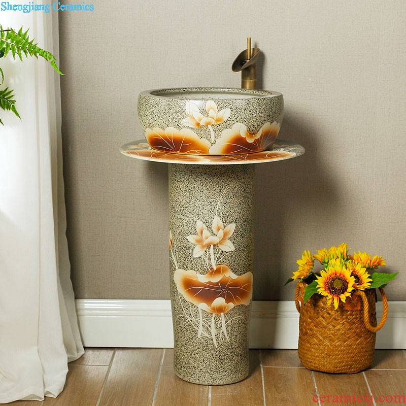 Koh larn, qi ceramic floor pillar basin pillar type lavatory toilet lavabo balcony one-piece basin