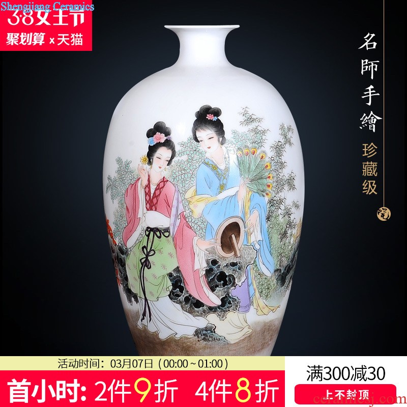 Jingdezhen ceramics vase Antique blue-and-white bound of lotus mei bottle decoration home furnishing articles in the living room