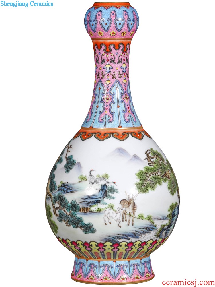 Archaize of jingdezhen ceramic vase pastel heavy industry of flowers and birds ears garlic bottles of home sitting room adornment is placed