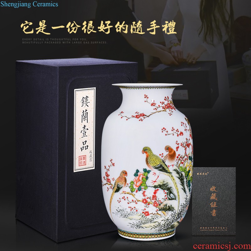 Master of jingdezhen ceramics hand-painted pastel lad collection of new Chinese style household sitting room adornment is placed the vase