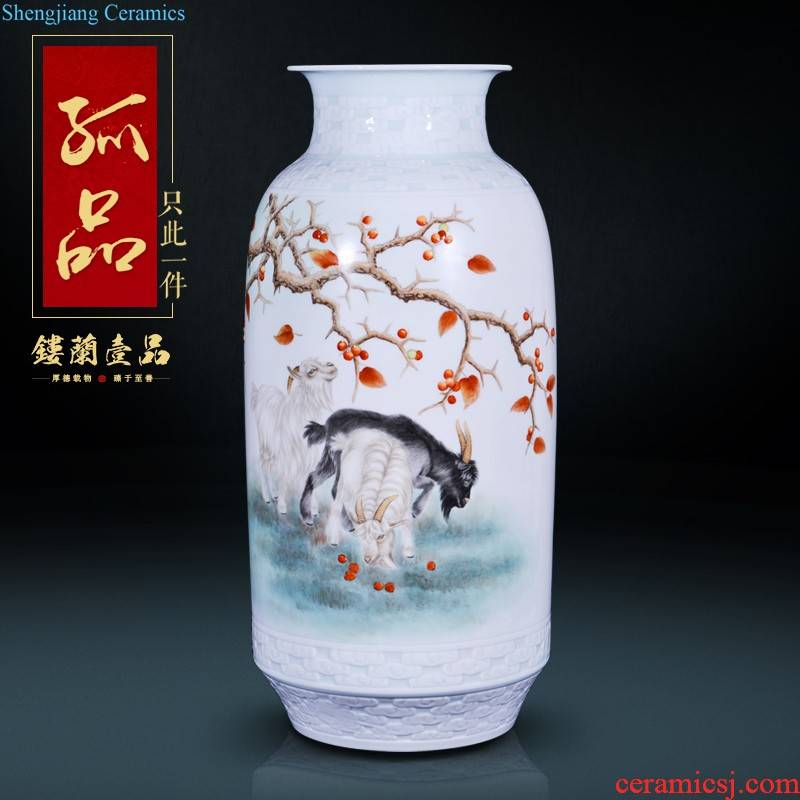 Jingdezhen ceramics imitation qing qianlong blue double phoenix grain to the general pot of new Chinese style living room home furnishing articles