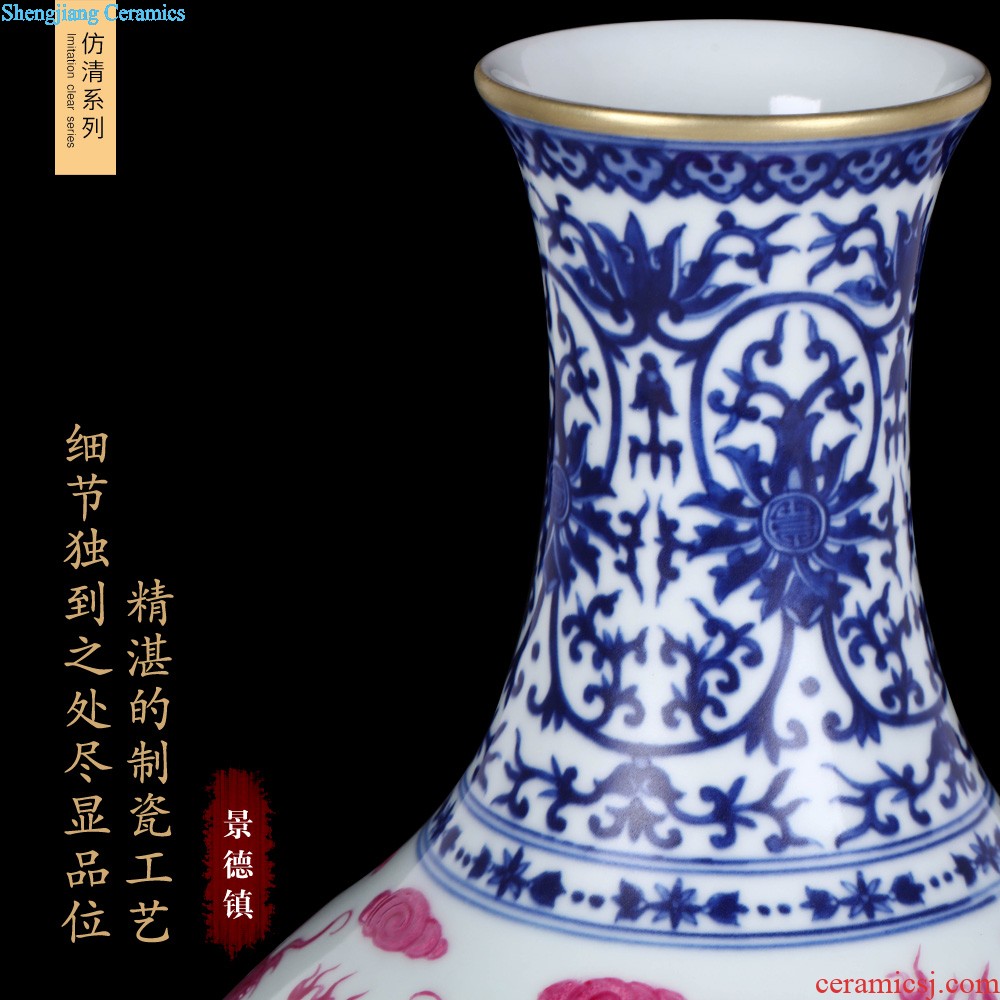 Jingdezhen ceramics furnishing articles Qiu Songxia hand-painted scent vases, flower arrangement sitting room adornment of Chinese style household decoration