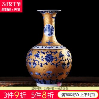 Jingdezhen ceramic vase manual shadow lotus rhyme plum green glaze color bucket bottle vases, flower decoration crafts are sitting room