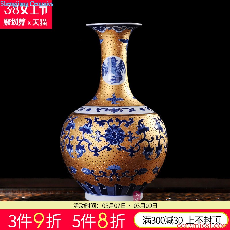 Jingdezhen ceramic vase manual shadow lotus rhyme plum green glaze color bucket bottle vases, flower decoration crafts are sitting room