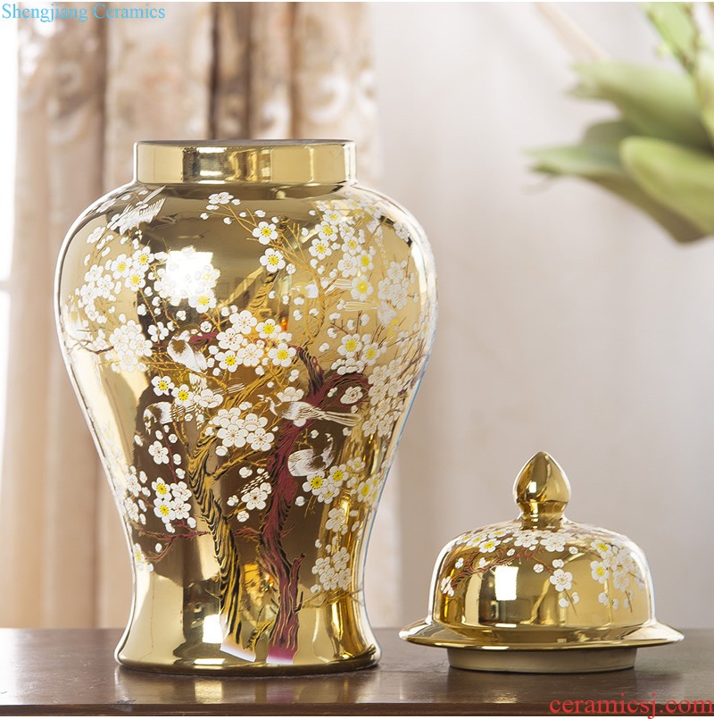 Jingdezhen ceramic big vase furnishing articles sitting room ground dry flower arranging large fake flowers set decoration simulation