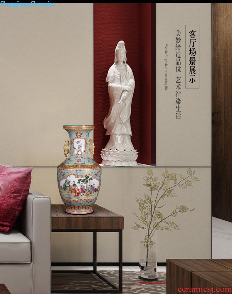 Jingdezhen ceramics furnishing articles imitation qing qianlong pastel bound branch grain ears gourd vases, Chinese style household decorations