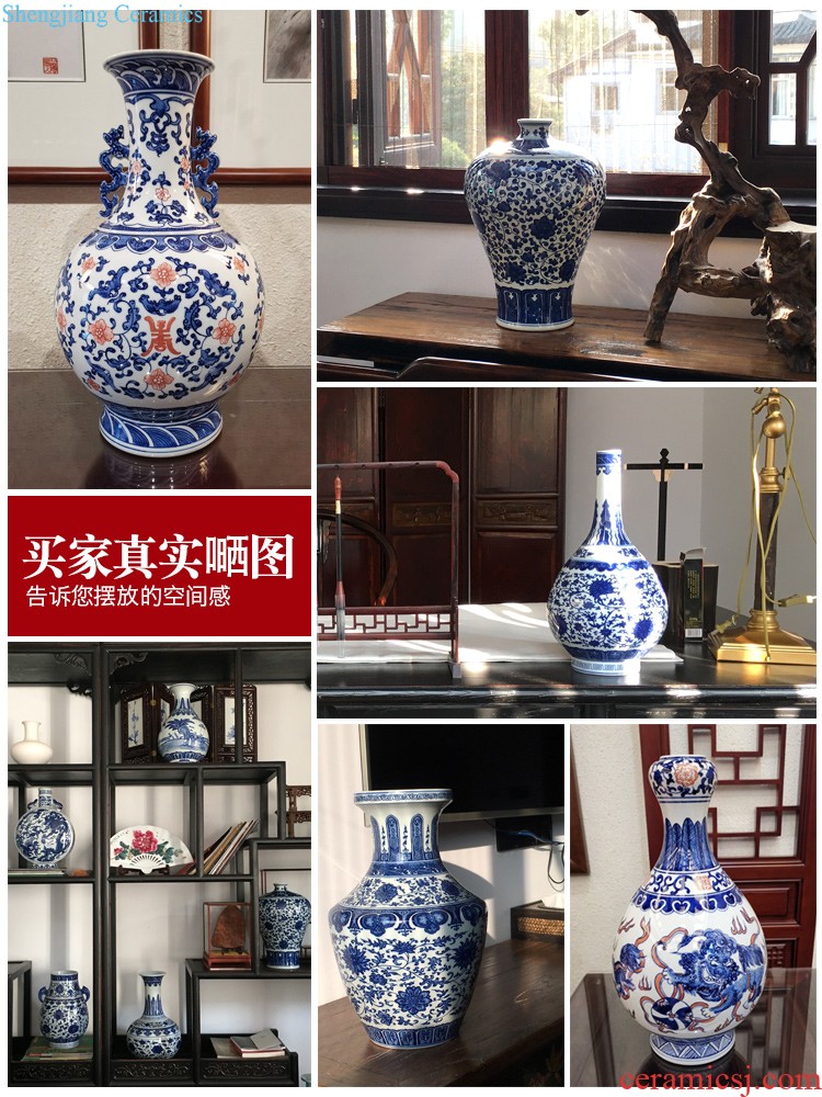 Jingdezhen ceramics vase three-piece new Chinese flower arranging dried flowers sitting room TV cabinet household act the role ofing is tasted furnishing articles