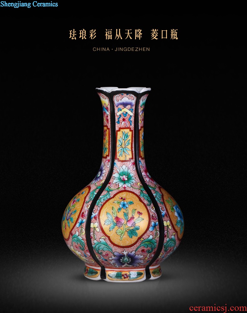 Jingdezhen ceramics hand-painted vases, flower arranging Chinese style household adornment rich ancient frame sitting room place a wedding gift